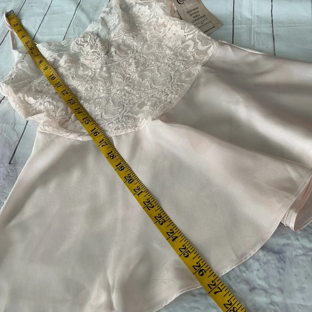 New Vintage Pink Lace Satin Women Babydoll Mini Slip Dress Size Medium NWT - Picture 10 of 12
